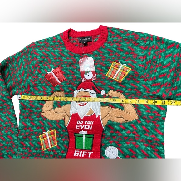 BLIZZARD BAY mens ugly Christmas weight lifting holiday sweater Size Medium NWT - Picture 6 of 7